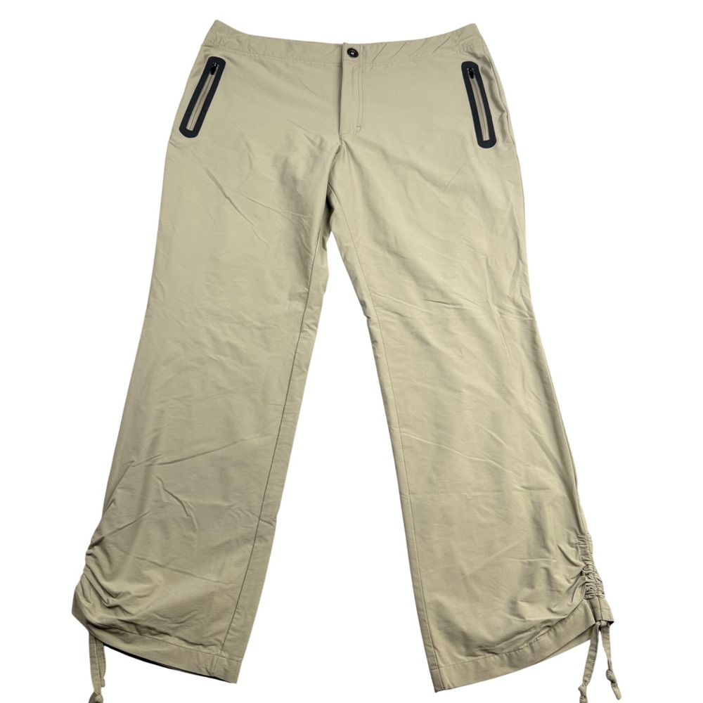 Cabelas Womens Tan Hiking Pants Nylon Spandex Stretch Cinch Hem L77PT072 Size 16